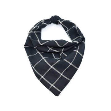 Black Plaid Linen Bandana - Hoadin