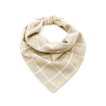 Flax Plaid Linen Bandana - Hoadin