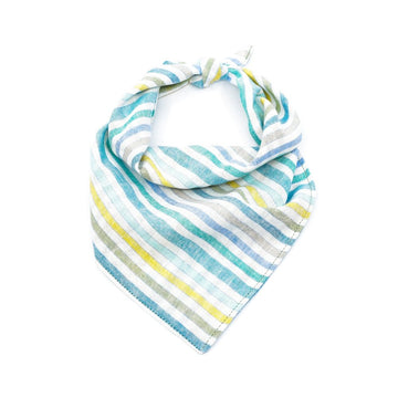 Mediterranean Stripe Linen Bandana - Hoadin