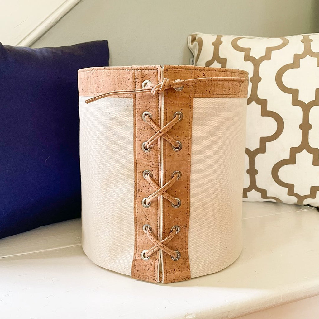 Natural Cork Lace Up Bin - Hoadin