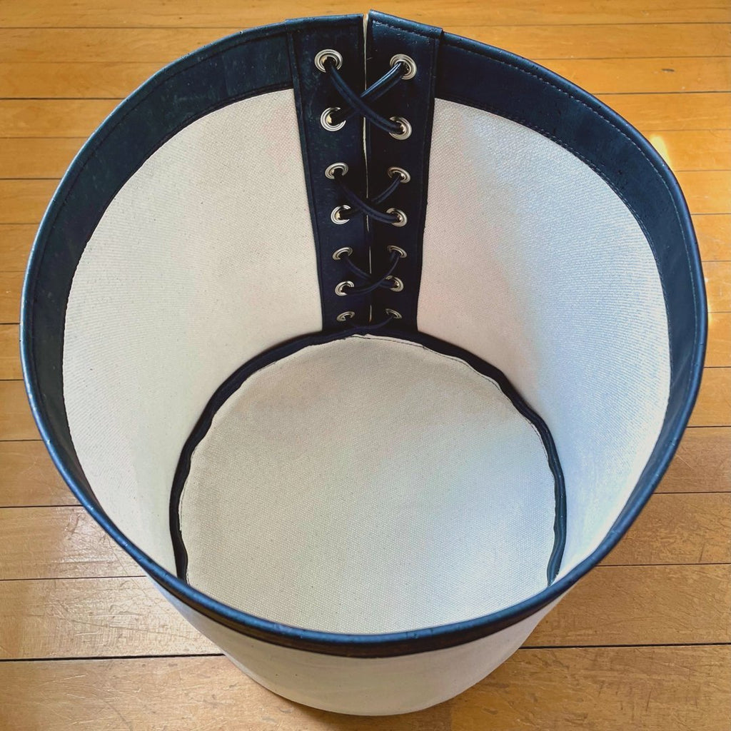 Navy Cork Lace Up Bin - Hoadin